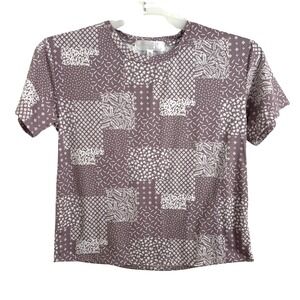 Society‎ & Stitch Patchwork Print Top XL Mauve Boho Cottagecore Crew Neck Tee